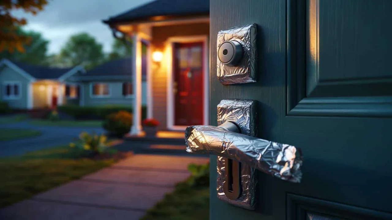 Aluminum Foil on Door Handles